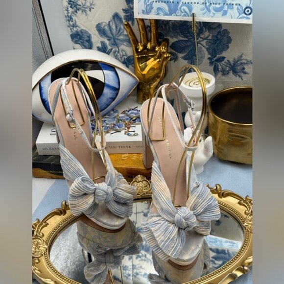 🆕 LOEFFLER RANDALL 🧿 NWOB Natalia Blue Floral Platform Sandals, Sz 7 US - Picture 4 of 15